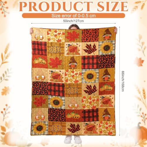 50''x66'' Fall Maple Leaves Quilted Throw Blanket Retro Deocr - Image 2