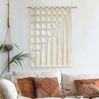Jakalin Macrame Wall Hanging, Ivory Tassel Ball Boho Wall Decor, 27"x31" - Image 5