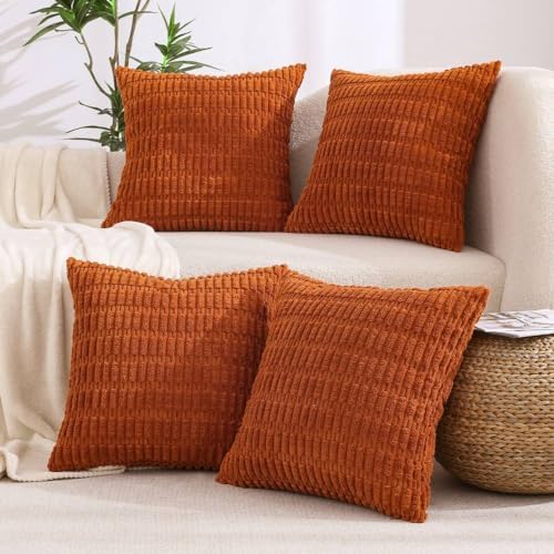 All Smiles Burnt Orange Terracotta Rust Throw Pillow Covers 24x24 Set of 4 by AllSmiles