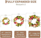 22in Fake Peony and Hydrangea Spring Summer Wreath, Artificial Flower Wreath with 2 Matching Bouquets Set, Front Door Decor for Spring Home Office, Valentine's Day, Mother's Day - Image 5
