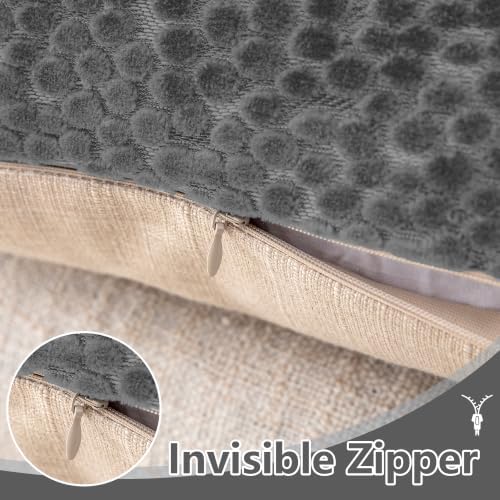 FIFU 22x22 Inch Throw Pillow Covers Set of 2, Jacquard Velvet, Dark Grey - Image 4