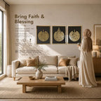 iwa concept Ayatul Kursi, Surah Al Falaq and Surah Al Nas Wooden Acrylic Set Islamic Wall Decor, Home Decorations Gift for Muslims in Ramadan (20 x 26 inches | 50 x 66 cm, Gold on Black) - Image 3