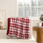 Snuggle Sac Red Checkered Throw Blanket for Couch, Super Soft Cozy Warm Christmas Red Blankets, Reversible Buffalo Plaid Microfiber Throws for Sofa Bed, Red Plaid, 50x60 Inches - Image 3