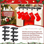 Christmas Stocking Holders for Mantle, Weighted Stocking Hangers, Christmas Stocking Hooks for Tables Window Fireplace Mantle Decoration(Black,8PCS) - Image 6