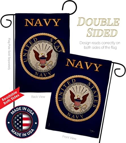 Navy Burlap Garden Flag - Set Wall Hanger Armed Forces USN Seabee United State American Military Veteran Retire Official - House Decoration Banner Small Yard Gift Double-Sided Made In USA 13 X 18.5 - Image 3