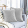 Nestl Throw Pillow Covers, Cozy Velvet Decorative Pillow Cases 24 x 24 Inches, Soft Solid Couch Pillow Covers for Sofa, Bed and Car, Set of 2 - Light Gray by Nestl