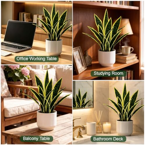 Fake Snake-19”tall Artificial Indoor Potted Plant for Home Decor-Yellow - Image 7