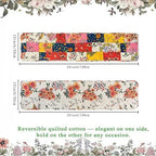 Reversible Patchwork Floral Quilted Table Runner, 13 x 54 Inch - Image 2
