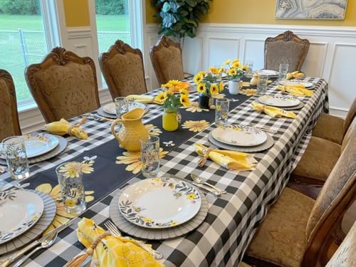 ShinyBeauty Checkered Table Cloths Cotton Tablecloth Gingham Tablecloth Square Table Overlay 54X54 Inch,4 Packs Christmas Tablecloths Wrinkle-Free Black and White Tablecloth for Party/Outdoor Tables - Image 5