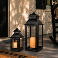 NEEDOMO LED Lanterns Decorative Outdoor&Indoor, Set of 2 Large Bronze Metal Lantern Decor with LED Candle, Lantern Decor for Porch, Patio, Garden, Balcony, Wedding, Spring Decorations (NO Glass) by NEEDOMO-LightUpYourSpace