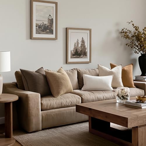 MIULEE Neutral Brown Boho Linen Pillow Covers 24x24 Inch Pack of 4 - Image 4