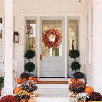 TEMPUS 20 Inch Artificial Fall Leaves Wreath - Handcrafted Autumn Grapevine Wreath for Front Door, Indoor/Outdoor Thanksgiving Home Decor - Image 6