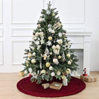 NIBESSER Knit Tree Skirt Red 48" Christmas Tree Skirt Red Knitted Tree Skirt Mat for Christmas Decorations Yarn Thick Rustic Cable Knit Tree Mat for Home Party Holiday Ornaments - Image 7