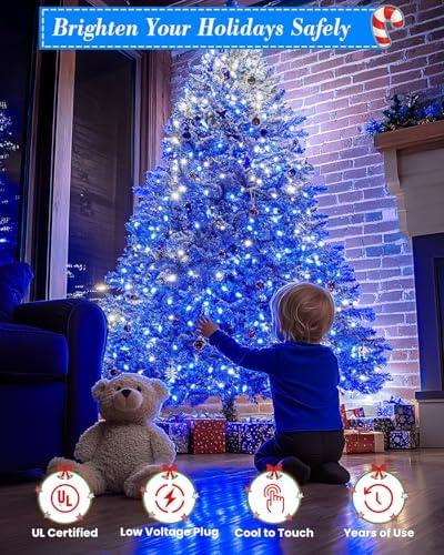 355FT 900 LED Blue and White Christmas Lights, Extra Long Outdoor String Lights Waterproof, Timer & Memory, 8 Modes Dimmable Plug in Fairy Lights for Outside Tree Wedding Patry Holiday Decorations - Image 5