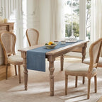 ZeeMart Burlap Style Farmhouse Table Runner, 14x108 Inches Blue - Image 3