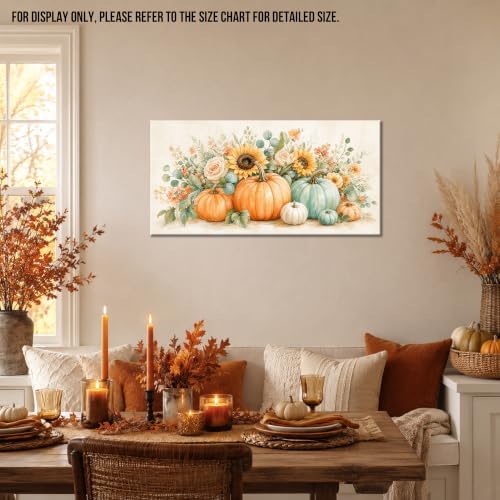 WAXWHELK Pumpkin Fall Canvas Wall Art, Autumn Thanksgiving Rustic Farmhouse Painting Pictures Artwork for Bedroom Living Room Home Decor (24"x47") - Image 2