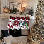 BHD BEAUTY Burlap Gray Red Non-Woven Fleece Fabric Lovely Embroidery Pattern Set of 4 Christmas Stocking for Family Decorations Hanging Ornament for Xmas Holiday Party 20 inches - Image 3