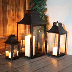 Lanterns Decorative Indoor & Outdoor, 22'' 16'' 11'' Large Candle Lanterns Decorative for Front Porch, Metal Frame Square Holders with Glass, Vintage Patio, Garden, Yard Spring Decor - Image 2
