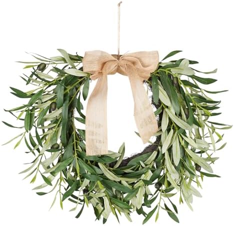 Olive Wreath for Front Door, 19'' Real Touch Door Wreath with Fruits by ArtificialPlants