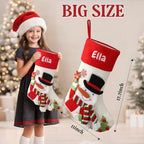 Personalized Christmas Stockings with Embroidered Name & Monogram,Custom 3D Xmas Character Stocking 5 Pack 18” Large,Santa,Snowman & Reindeer Fireplace Hanging Burlap Plaid Stockings(A) - Image 3