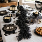 2 Pcs 6ft Black Halloween Cedar Garland, Gothic Vine Twig Mantle Decoration - Image 4