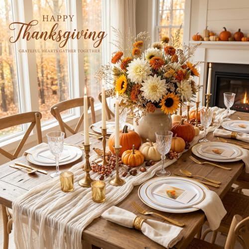 FLOWERCAT 60PCS Gold Plastic Plates - Heavy Duty White and Gold Plastic Plates Disposable for Fall Party/Wedding/Thanksgiving - Include 30PCS 10.25" Dinner Plates and 30PCS 7.5" Dessert Plates - Image 4