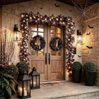 Fall Garland for Mantle, 2 Pack 7 Ft Plum Cimicifuga Seeded Leaf Garlands - Image 6