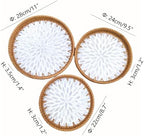 i-lan Set of 3 Rattan and Mother of Pearl Round Serving Trays,3pcs Desk Table Serving Platters,Woven Basket Inlaid Mother of Pearl Plates for Home Décor, Coffee Table,Display - Image 2