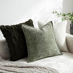 DEZENE Pack of 2 Sage Green Christmas Decorative Throw Pillow Covers 24x24 Cozy Soft Chenille Accent Vintage Square Couch Pillow Covers for Home Decor Bed Sofa Living Room - Image 4