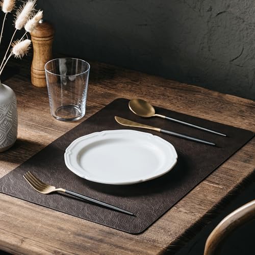 DOLOPL Placemats Set of 12, Reversible Dual-Color Faux Leather Place Mats - Image 5