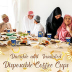 Domensi 100 Pack Eid Mubarak Paper Cups Gold Foil Disposable, Blue - Image 4