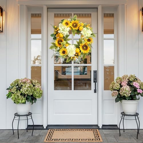 Sunflower Wreath with Hydrangeas, Lemons, Big Berry,Summer Wreath for Front Door, Unique Housewarming Gift,mother'day Gift,Farmhouse Porch Decor, Wall Decor-22IN - Image 4