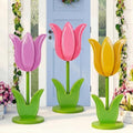 3 Pcs Large Spring Porch Decorations Wooden Tulip Yard Signs Outdoor Spring Decorations Tulip Flower Block Sign for Holiday Front Home Door Outdoor, 15.75 Inch by Vercraft