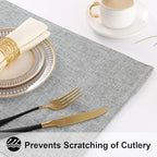 homing Faux Cotton Linen Placemats Set of 6, Cloth Washable Farmhouse Dining Table Mats for Indoors & Outdoors, Easy to Clean, Light Grey, 13 x 19 Inch - Image 4