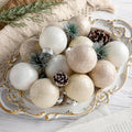 24 Pcs Neutral Textured Sugar Christmas Ornaments 2.36'' Cream Beige White by WinnerWhy