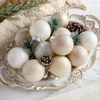 24 Pcs Neutral Textured Sugar Christmas Ornaments 2.36'' Cream Beige White by WinnerWhy