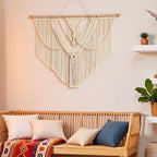 guzhiou Large Macrame Wall Hanging, Boho Woven Tapestry Decor Art, 43"x32" - Image 4