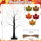 Briwooody 24” Thanksgiving Tree with I am Thankful for Leaves Kit Seasonal Holiday Decoration with Writing Pen Hemp Rope DIY Fall Decorations for Autumn Desktop Thanksgiving Party Gift - Image 2