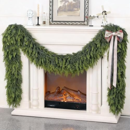 1PCS 9FT Lifelike Touch Artificial Cedar Garland for Mantle Christmas Decor - Image 6