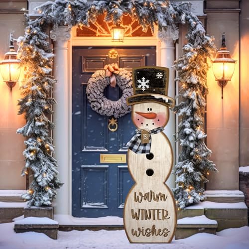 Christmas Snowman Wooden Porch Sign Decor,42 Inch,Rustic - Image 4