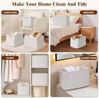 Storage Baskets for Organizing, 4 Pack Baskets for Shelves, Decorative Storage Bins for Shelves, Cotton Rope Storage Basket with Handles, Woven Basket for Storage, 13''Lx8.7''Wx7.9''H, White - Image 6