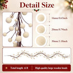 Thiccywoov 12 ft Christmas Wooden Beads Garland, Vintage Xmas Wood Tone - Image 2