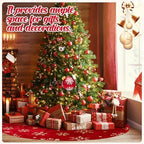Nuanchu 48 Inch Christmas Tree Skirt, Large Red Velvet Fur Tree Skirt, Luxury Gold Embroidered Snowflake Trees Cover for Merry Christmas Party Vintage Holiday Decorations - Image 2