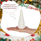 Leinuosen 6 Pcs White Ceramic Christmas Tree Figurines Tabletop Xmas Decor - Image 3