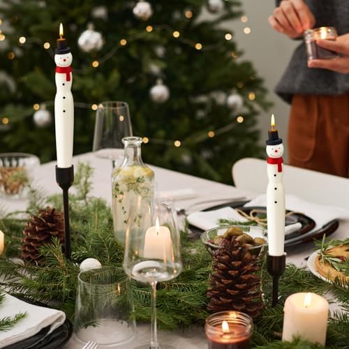 Nuanchu 6 Pcs Christmas Snowman Taper Candle White Table Centerpieces Decor - Image 4