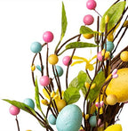 Glitzhome 22" D Easter Wreath with Easter Eggs Berries and Forsythia for Front Door Wall Window Spring Easter Garland with Colored Eggs Berries Holiday Decoration - Image 5