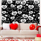Valentines Day Black Heart Early 2000s Backdrop 10x8 FT Y2K Party Decorations 90S Old School Background for Photoshoot Valentines Banner Decor Birthday Props Banners for Romantic Party - Image 4