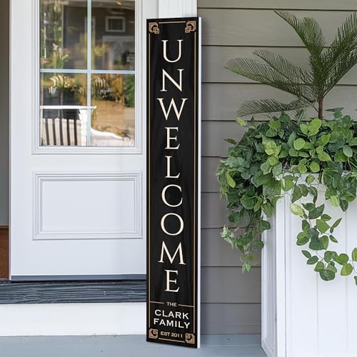 Personalized Welcome Sign for Front Door, Custom Welcome Sign for Porch Outdoor Welcome Home Decorations, 48"x8" PVC Sign (Design 20) by BasicFundamentals