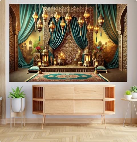 10x8 feet Eid Moroccan Backdrops Arabian Nights Party Muslim Festivals and Ramadan Decorations Ramadan Photography Studio Portrait Photography Backdrops - Image 4