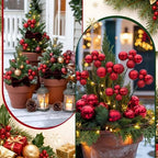 Daifunli 8 Pcs Burgundy Christmas Tree Picks 7.87 Inch Christmas Balls Ornaments Xmas Hanging Decorations for Xmas Tree Topper DIY Wreath Holiday Floral Vase Fillers Crafts Home Decor - Image 5